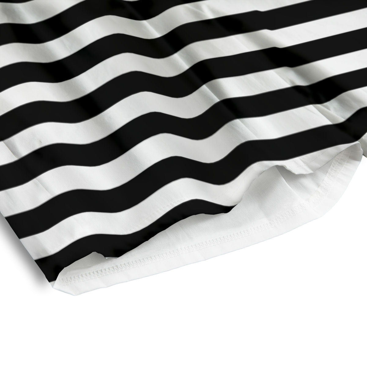 Striped White And Black Print Pattern Men's Athletic Shorts