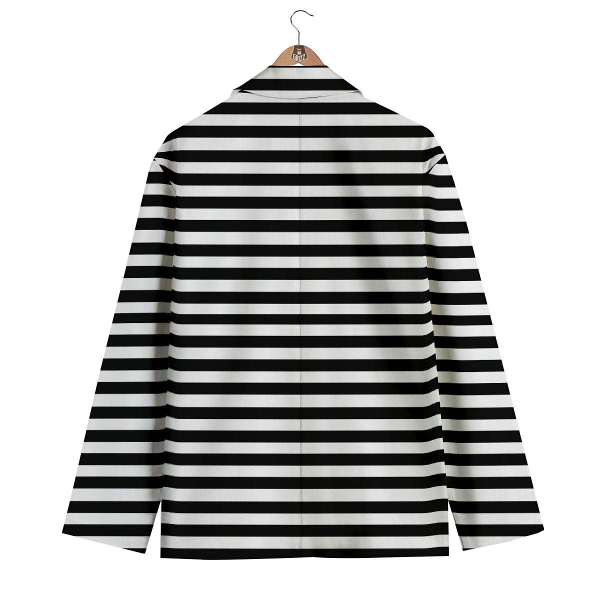 Striped White And Black Print Pattern Men's Blazer-grizzshop