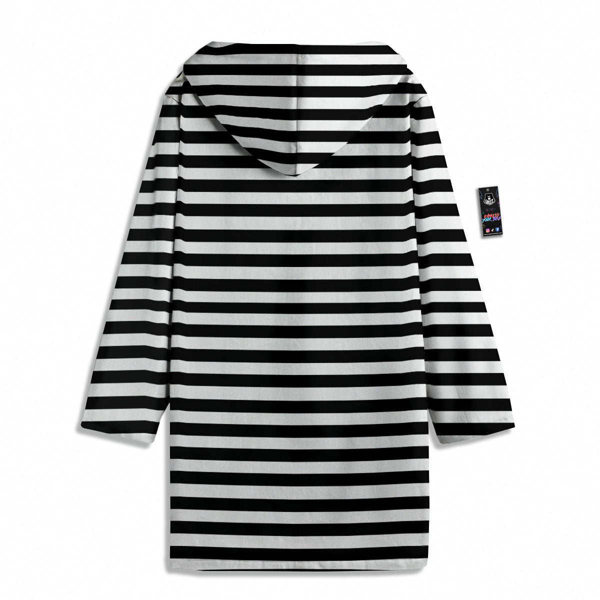 Striped White And Black Print Pattern Men's Windbreaker Jacket-grizzshop