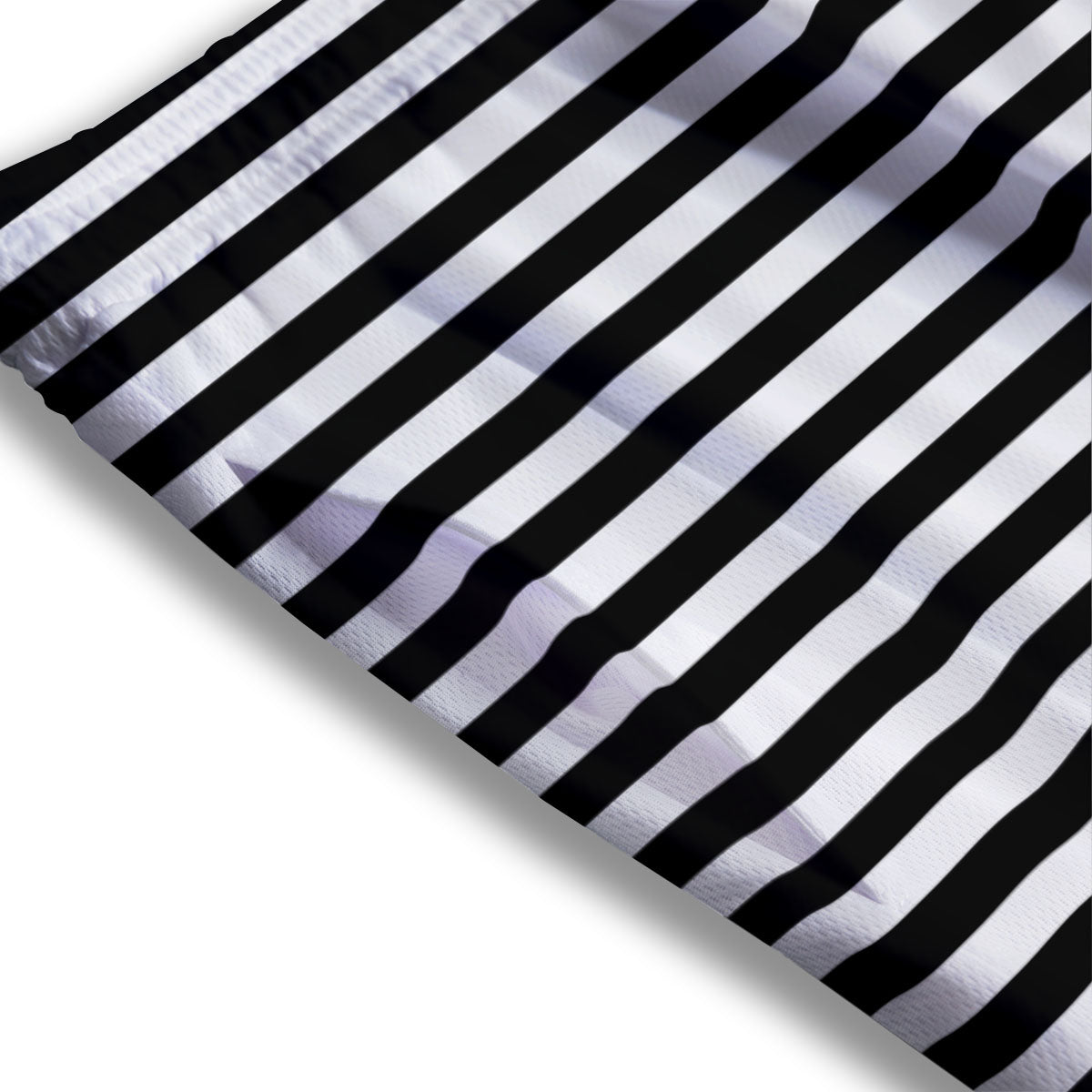 Striped White And Black Print Pattern Mesh Shorts