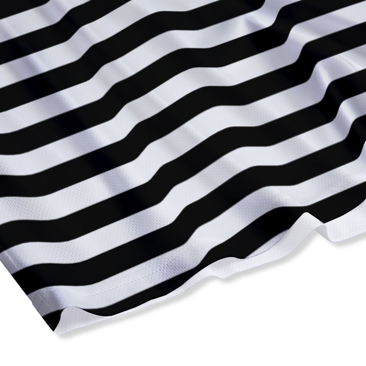 Striped White And Black Print Pattern Mesh Shorts