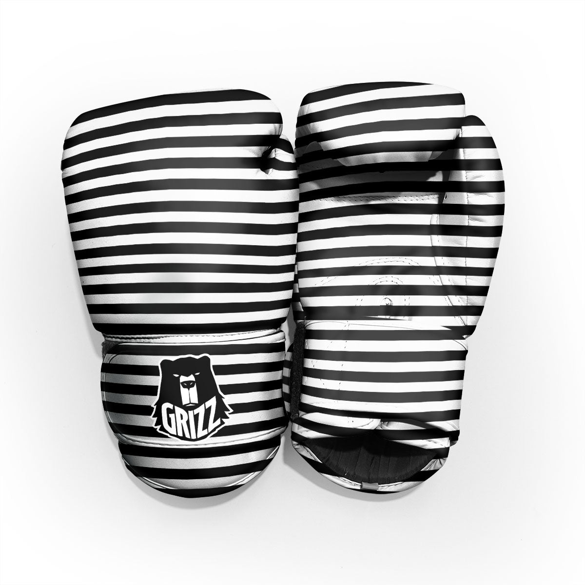 Striped White And Black Print Pattern Pro Boxing Glove