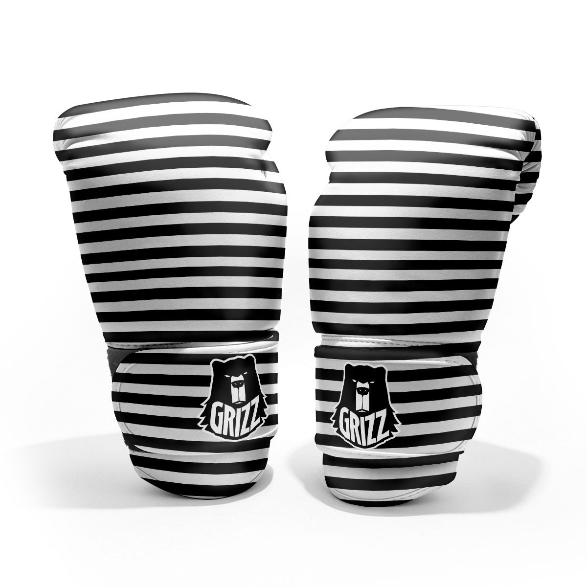 Striped White And Black Print Pattern Pro Boxing Glove