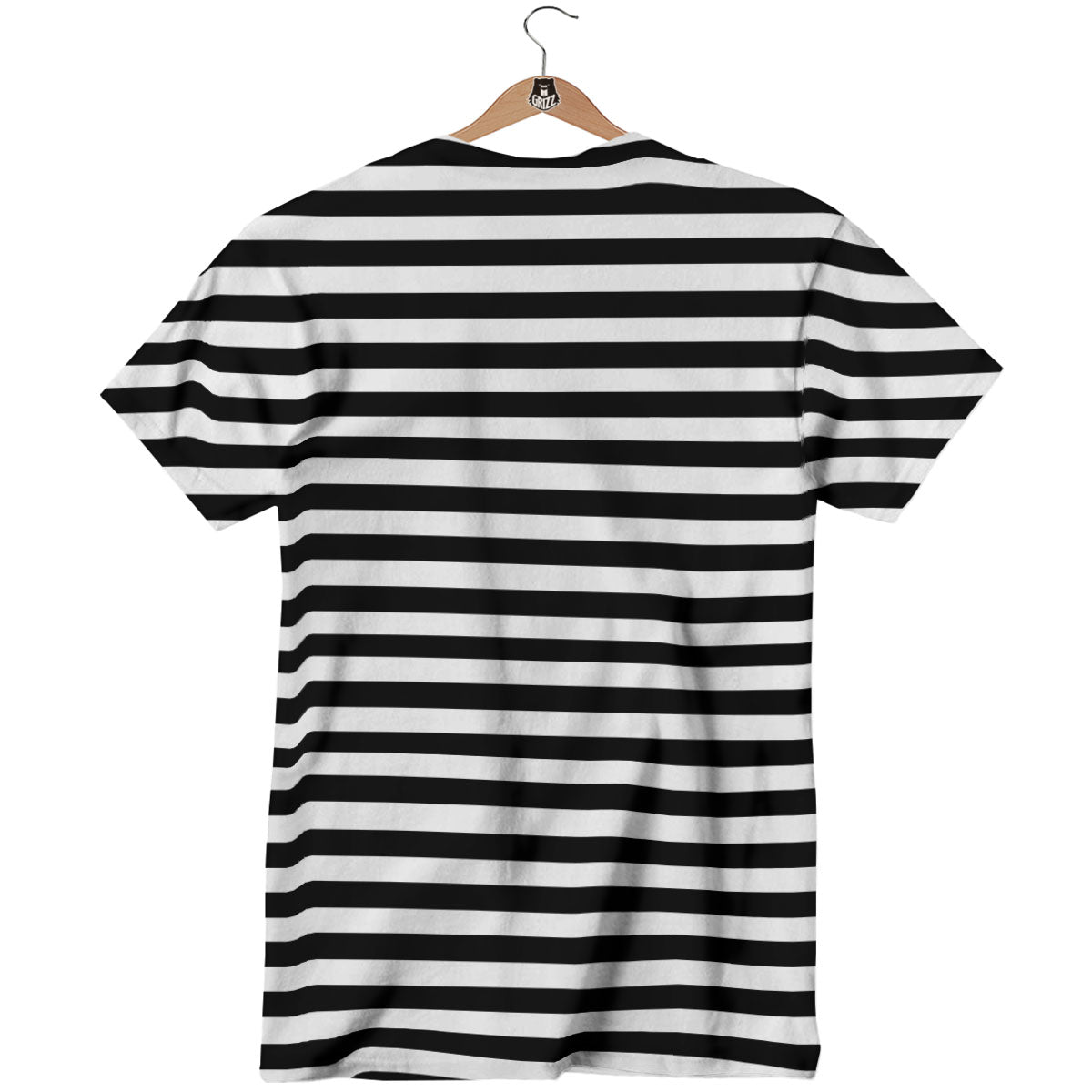 Striped White And Black Print Pattern T-Shirt-grizzshop