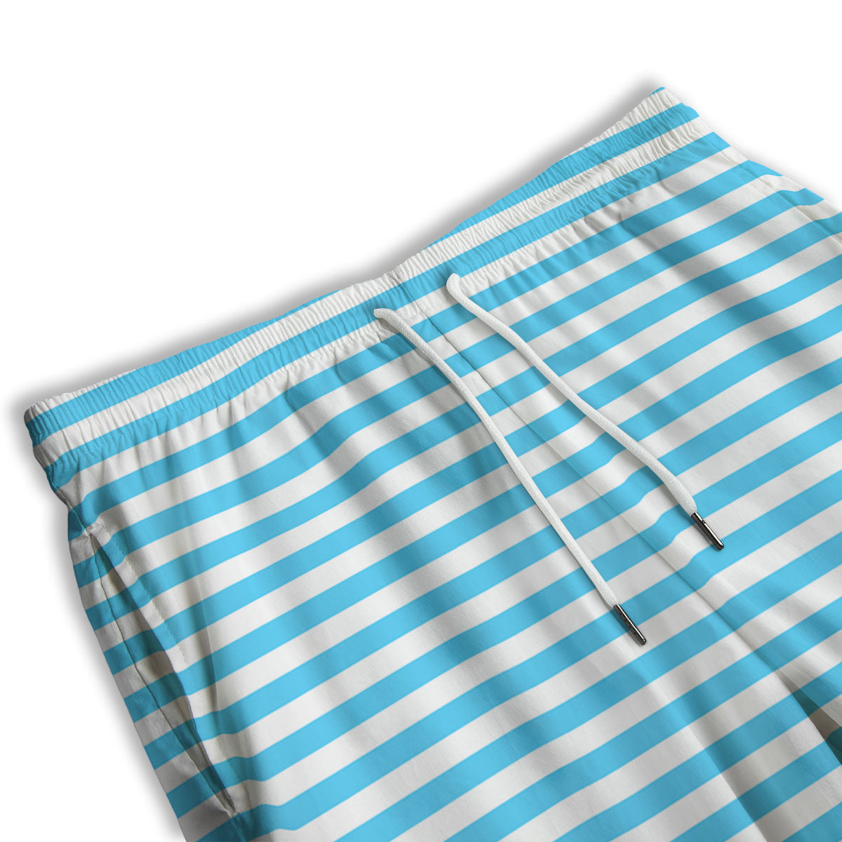 Striped White And Blue Print Pattern Men's Athletic Shorts