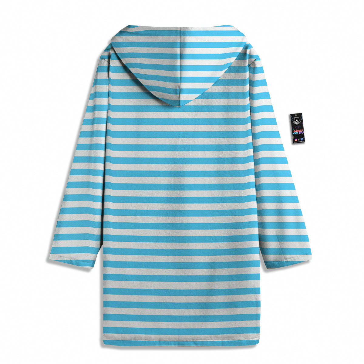 Striped White And Blue Print Pattern Men's Windbreaker Jacket-grizzshop