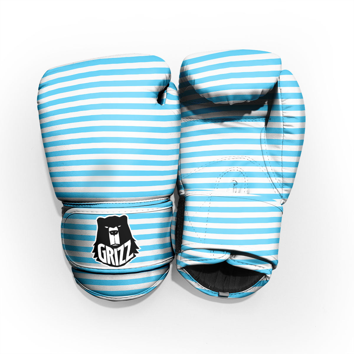 Striped White And Blue Print Pattern Pro Boxing Glove