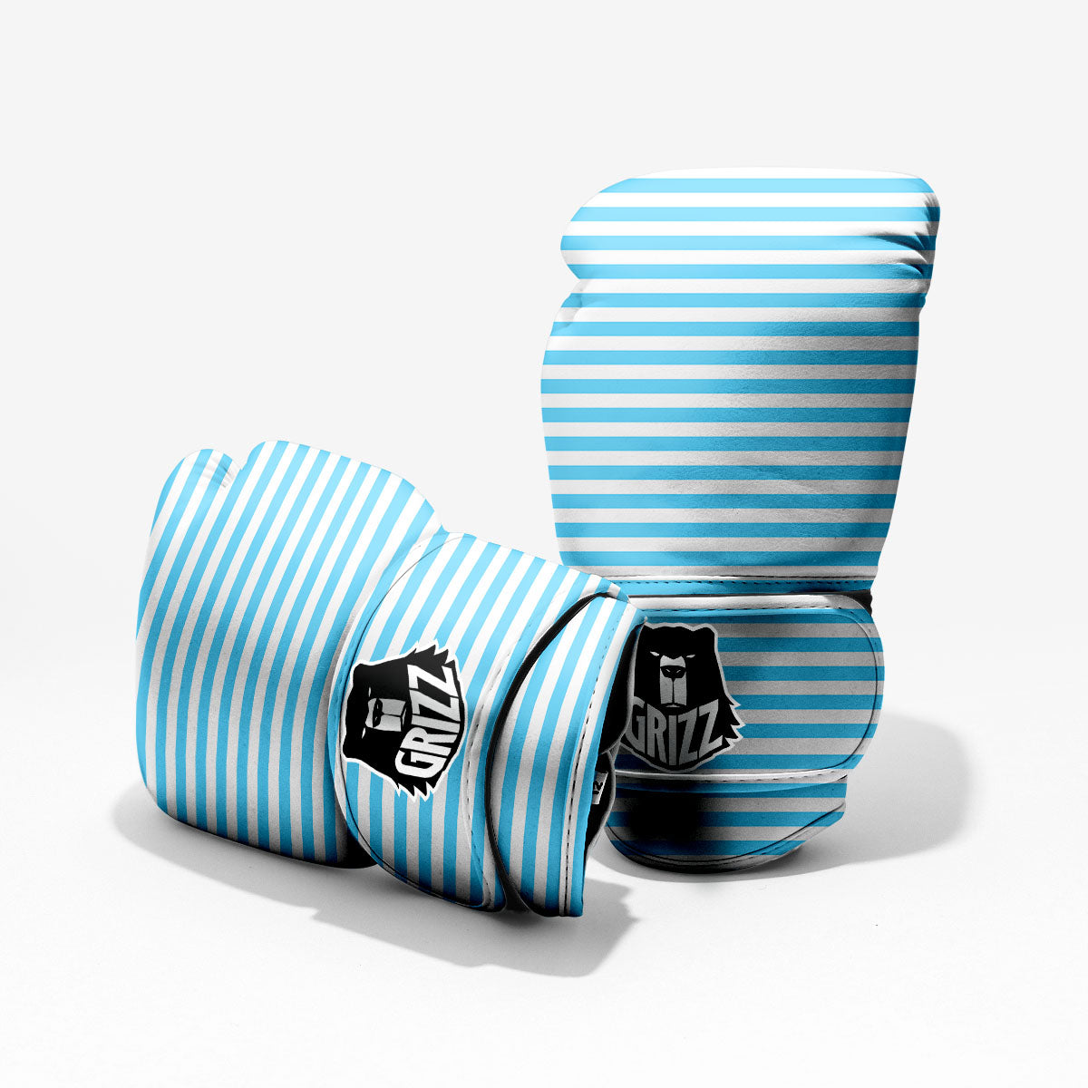 Striped White And Blue Print Pattern Pro Boxing Glove