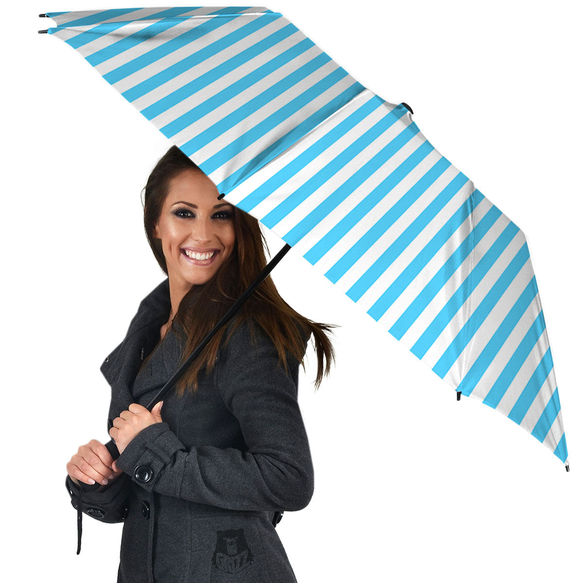 Striped White And Blue Print Pattern Umbrella-grizzshop