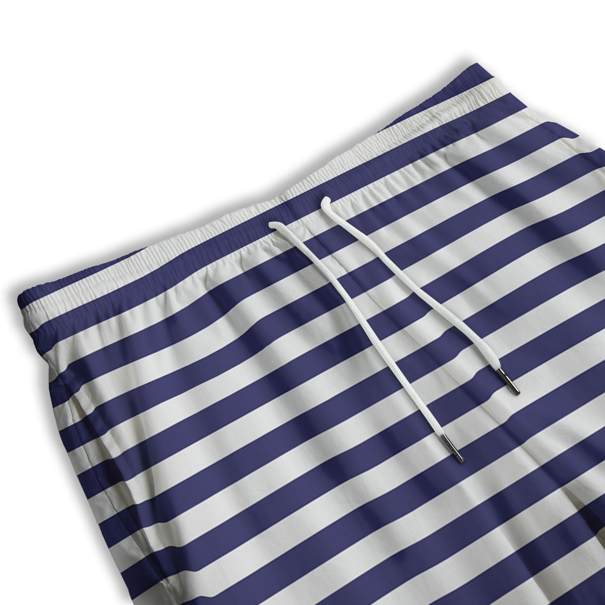 Striped White And Navy Print Pattern Men's Athletic Shorts