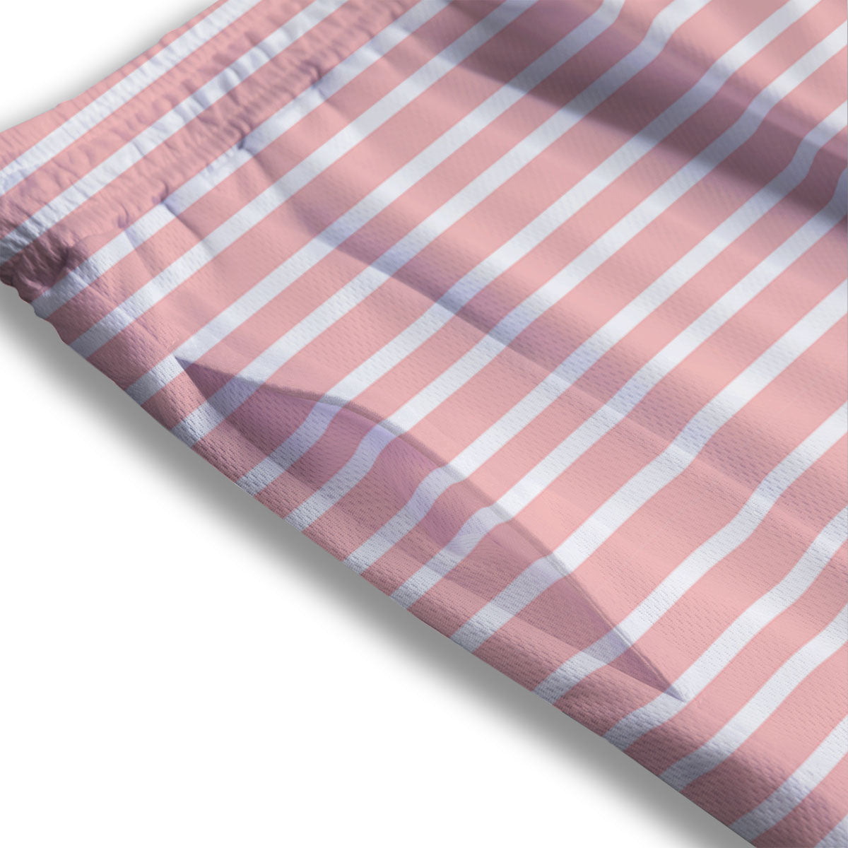 Striped White And Pink Print Pattern Mesh Shorts