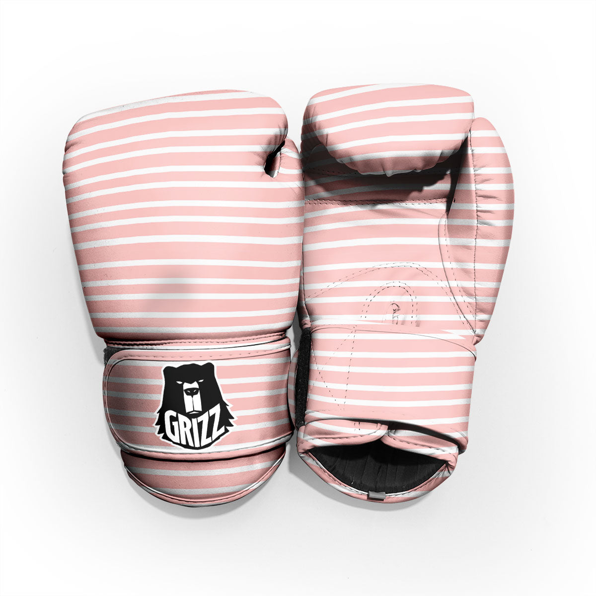 Striped White And Pink Print Pattern Pro Boxing Glove
