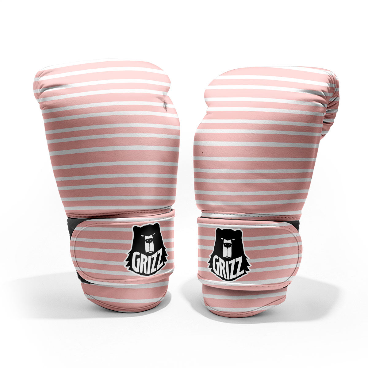 Striped White And Pink Print Pattern Pro Boxing Glove