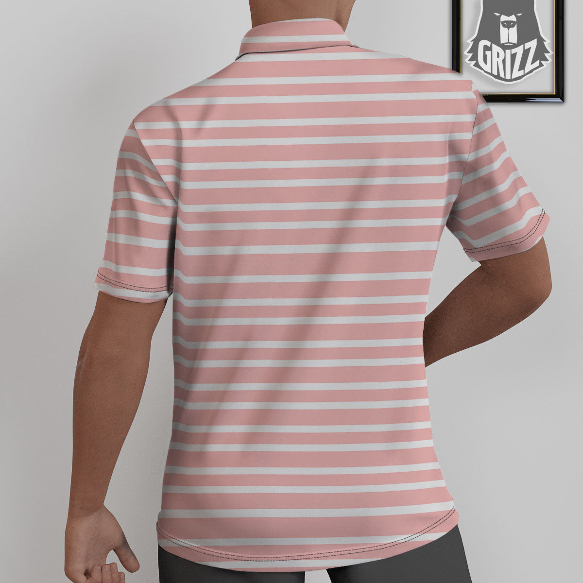 Striped White And Pink Print Pattern Untucked Shirts-grizzshop