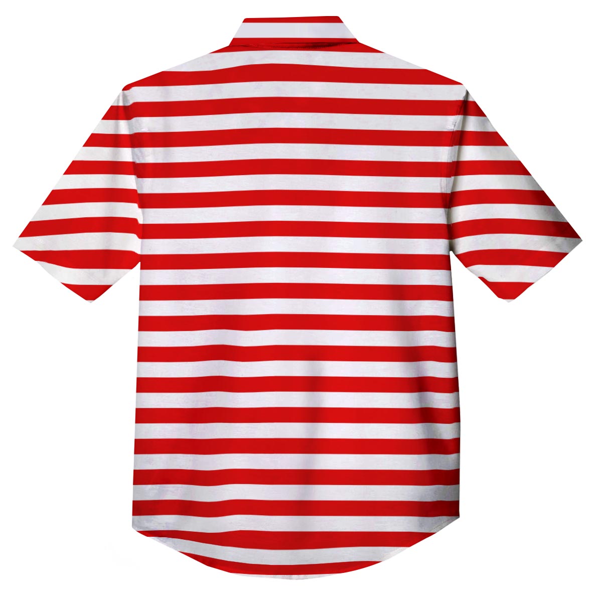 Striped White And Red Print Pattern Button Up Shirt-grizzshop