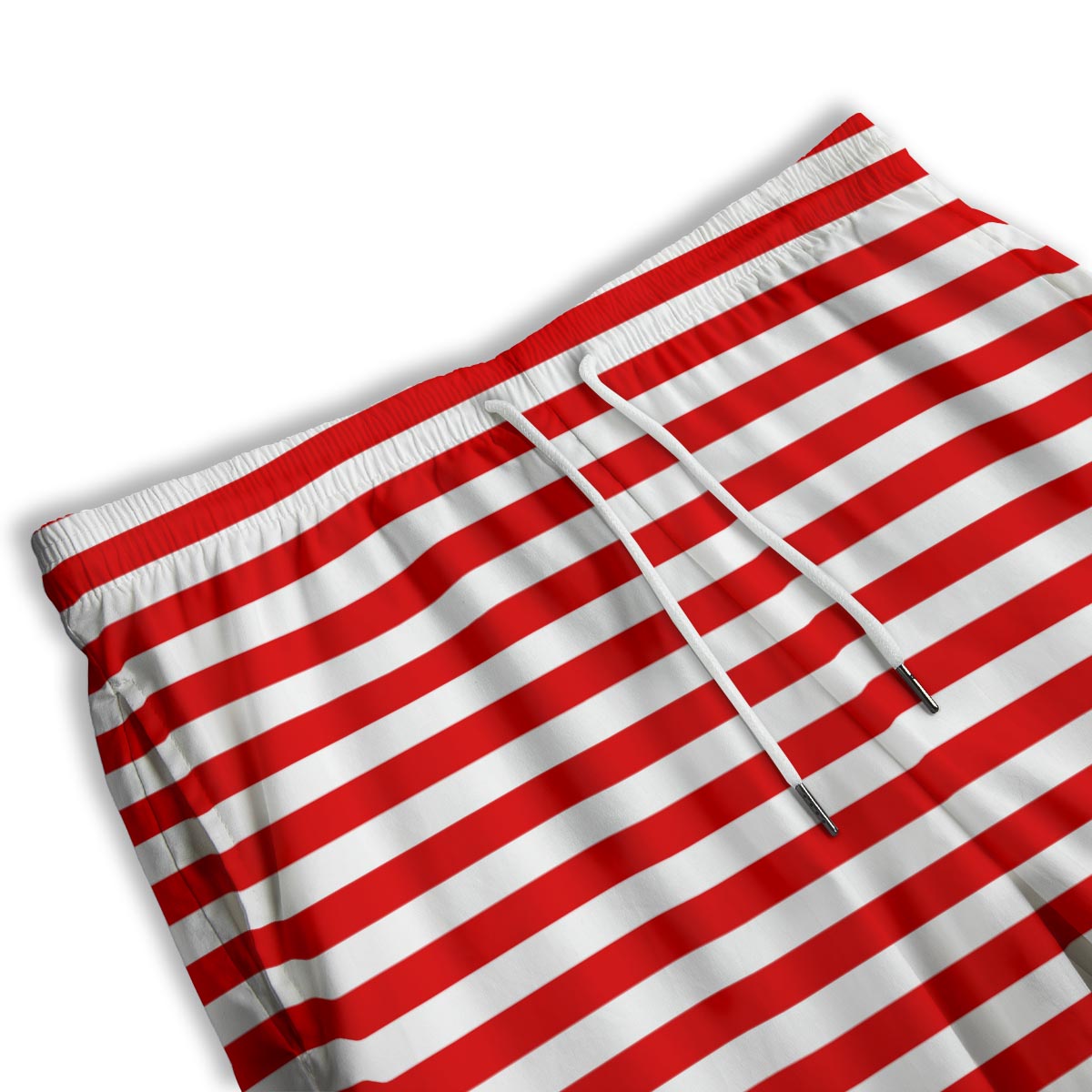 Striped White And Red Print Pattern Men's Athletic Shorts