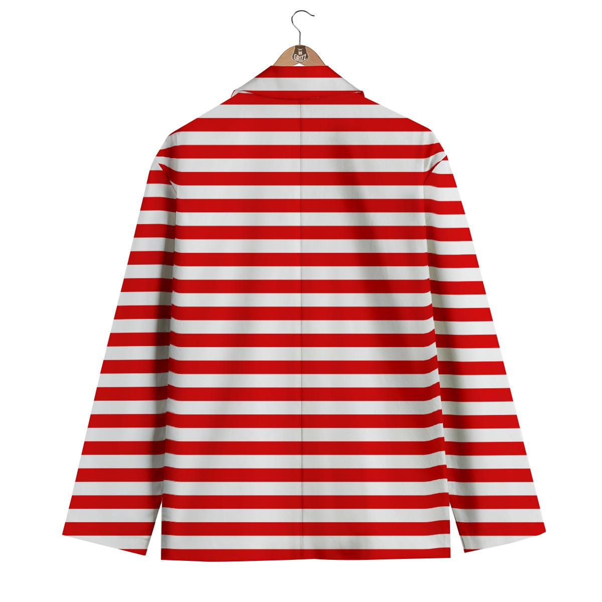 Striped White And Red Print Pattern Men's Blazer-grizzshop