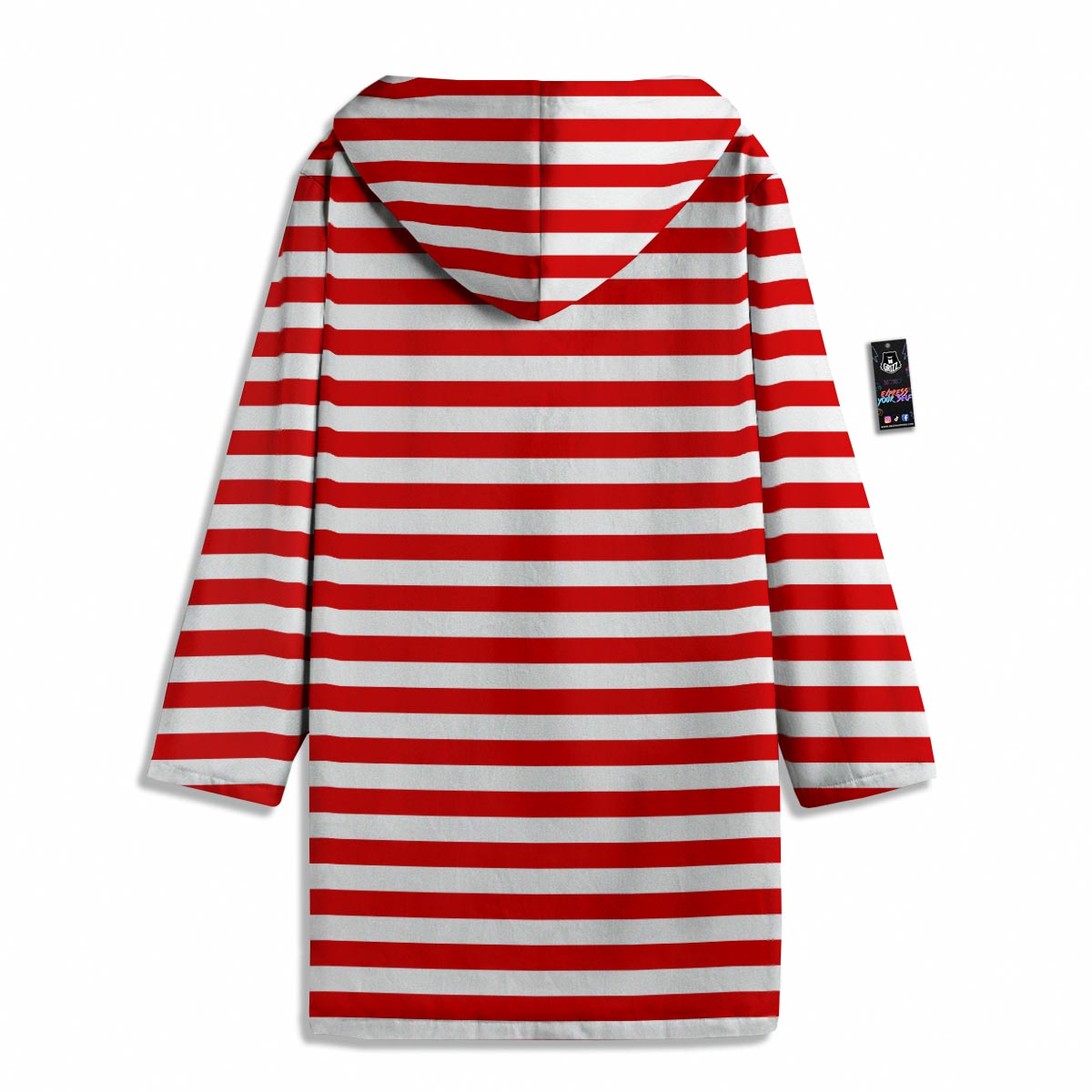 Striped White And Red Print Pattern Men's Windbreaker Jacket-grizzshop