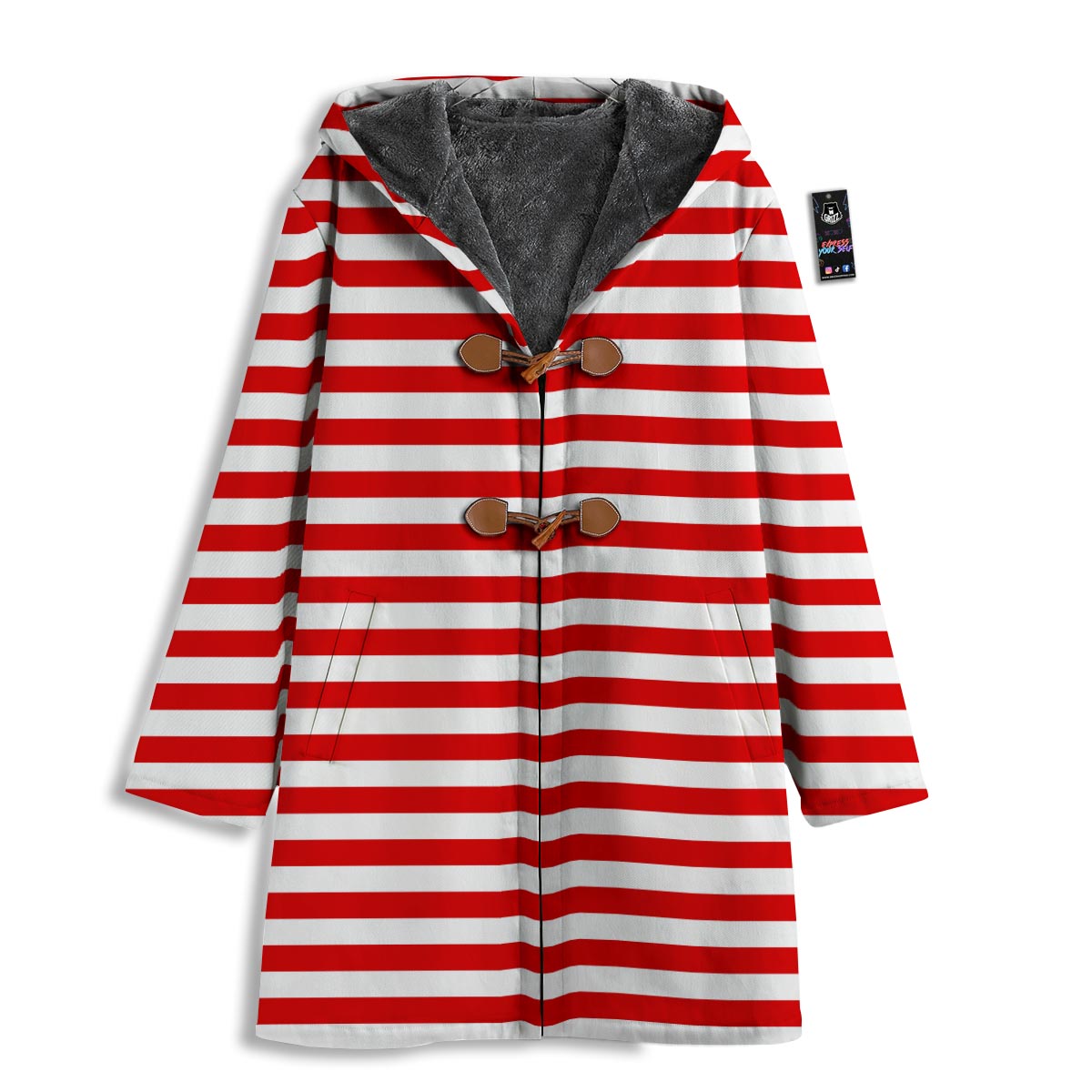 Striped White And Red Print Pattern Men's Windbreaker Jacket-grizzshop