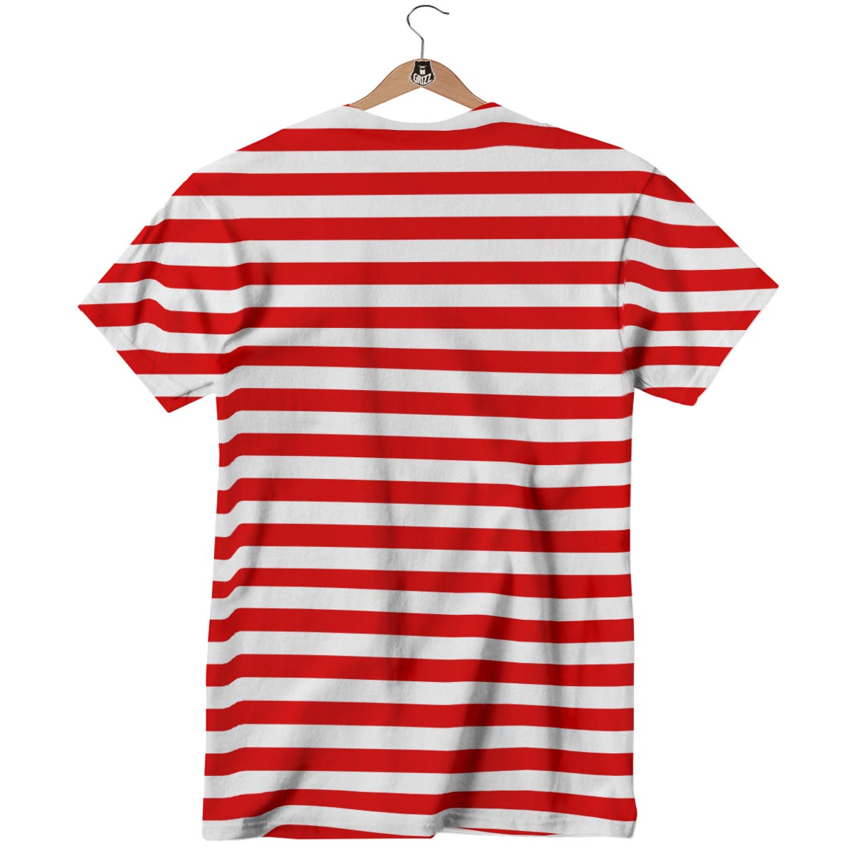 Striped White And Red Print Pattern T-Shirt-grizzshop