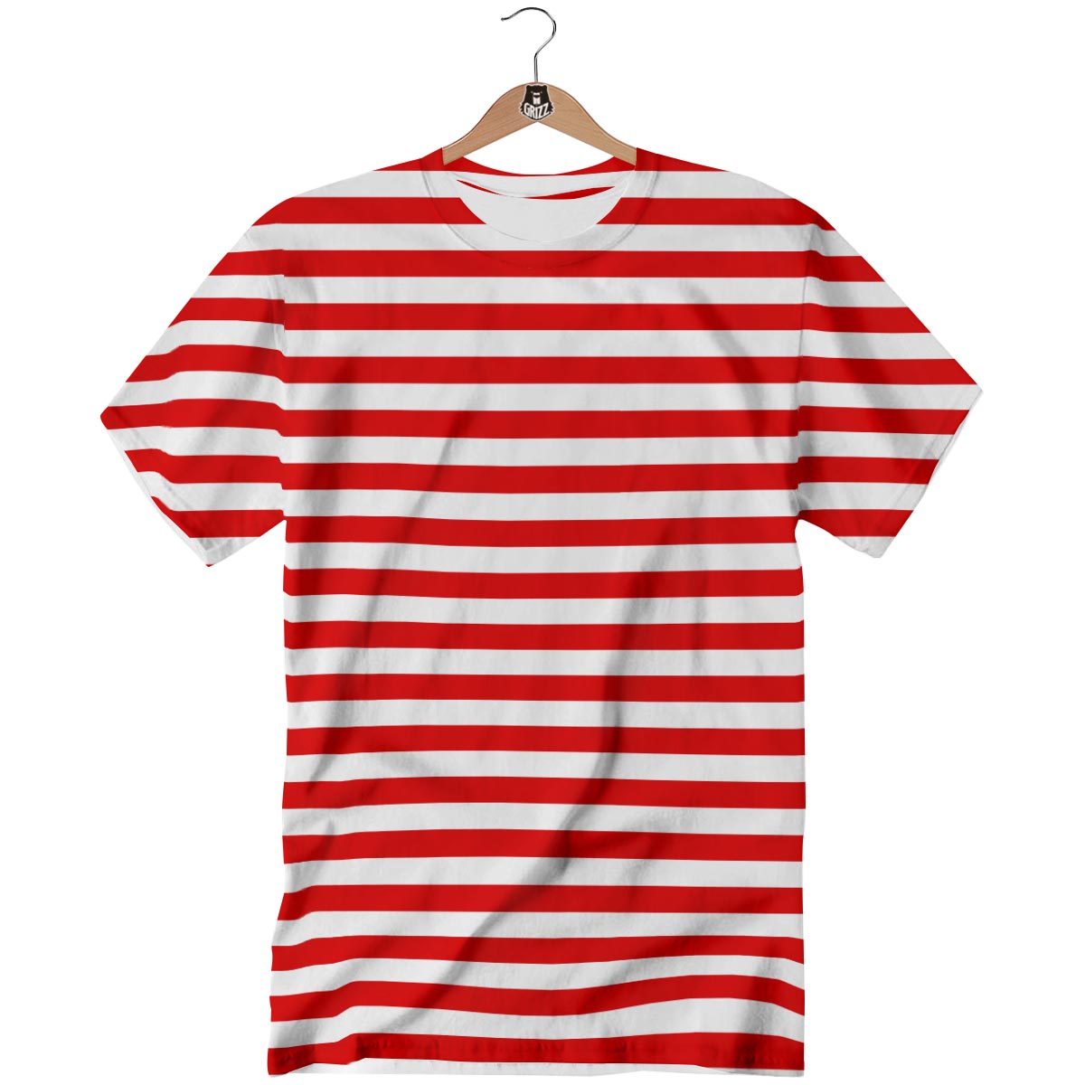 Striped White And Red Print Pattern T-Shirt-grizzshop