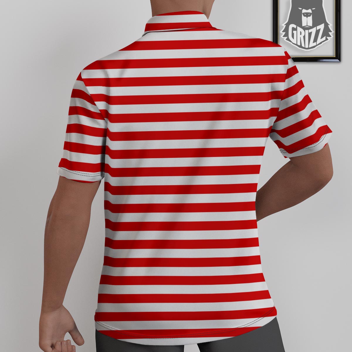 Striped White And Red Print Pattern Untucked Shirts-grizzshop