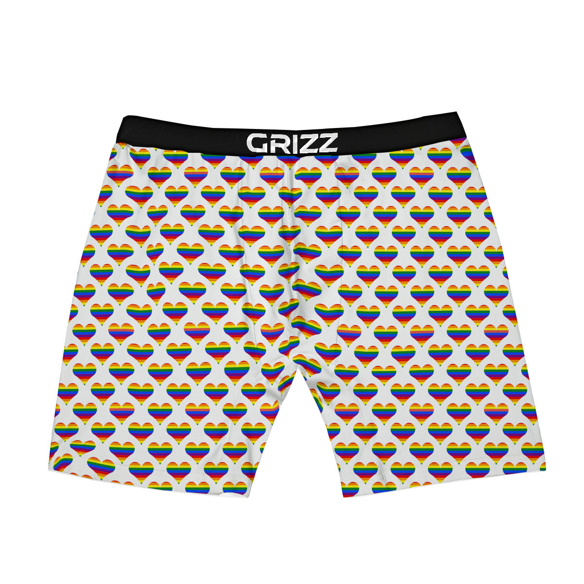 Striped White Heart On LGBT Pride Print Pattern Boxer Briefs-grizzshop