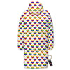 Striped White Heart On LGBT Pride Print Pattern Long Down Jacket-grizzshop