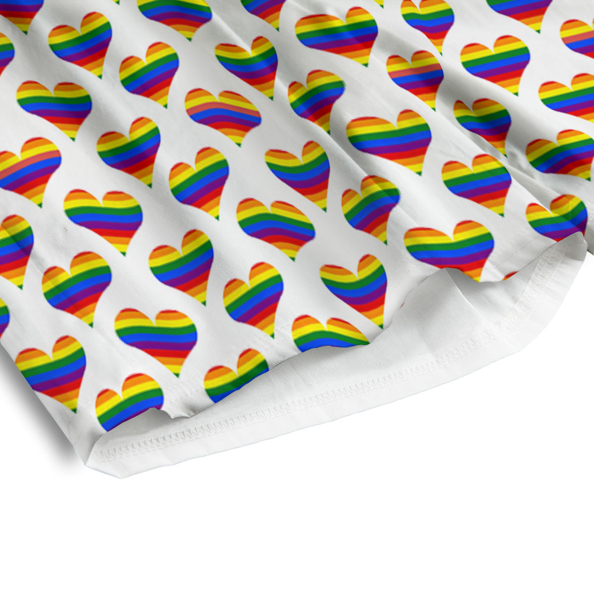 Striped White Heart On LGBT Pride Print Pattern Men's Athletic Shorts