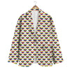 Striped White Heart On LGBT Pride Print Pattern Men's Blazer-grizzshop