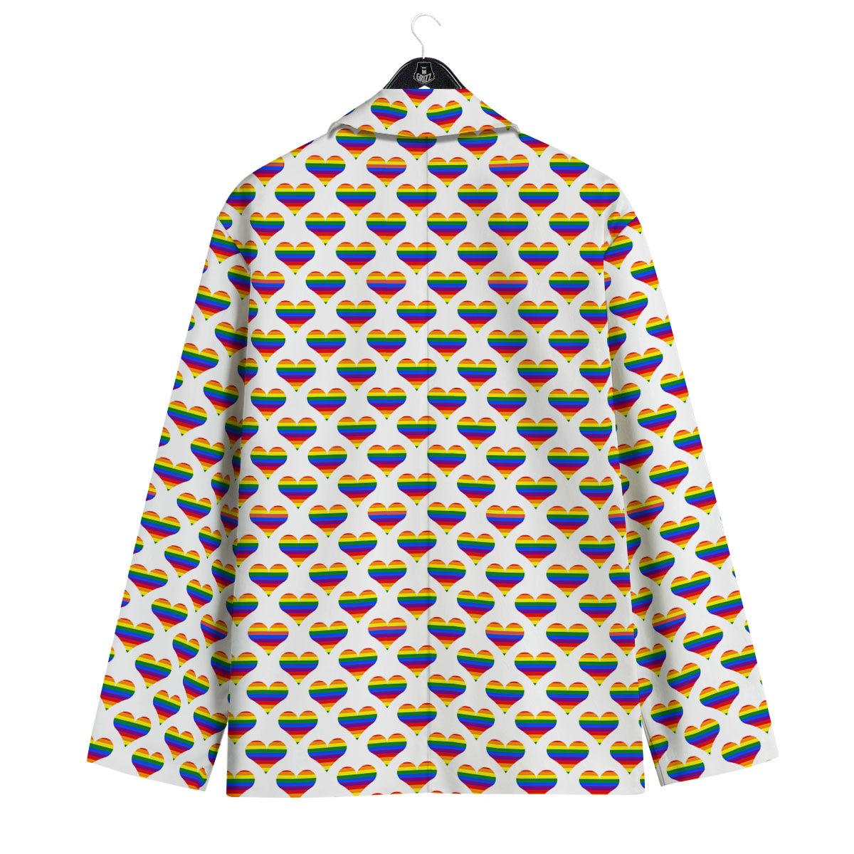 Striped White Heart On LGBT Pride Print Pattern Men's Sport Coat-grizzshop