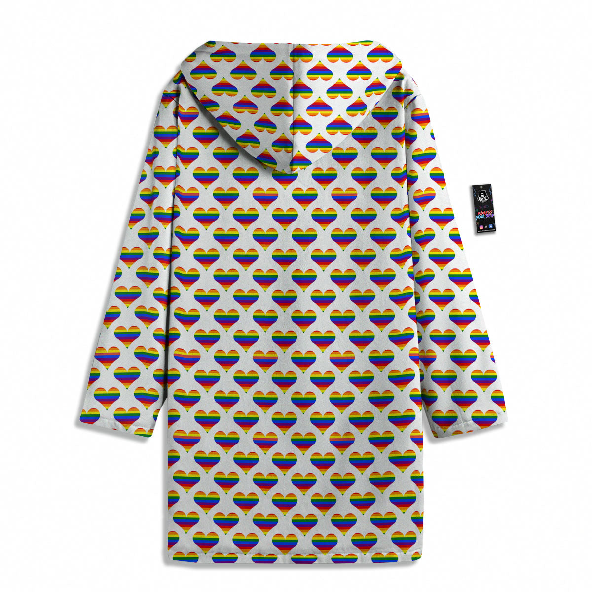 Striped White Heart On LGBT Pride Print Pattern Men's Windbreaker Jacket-grizzshop