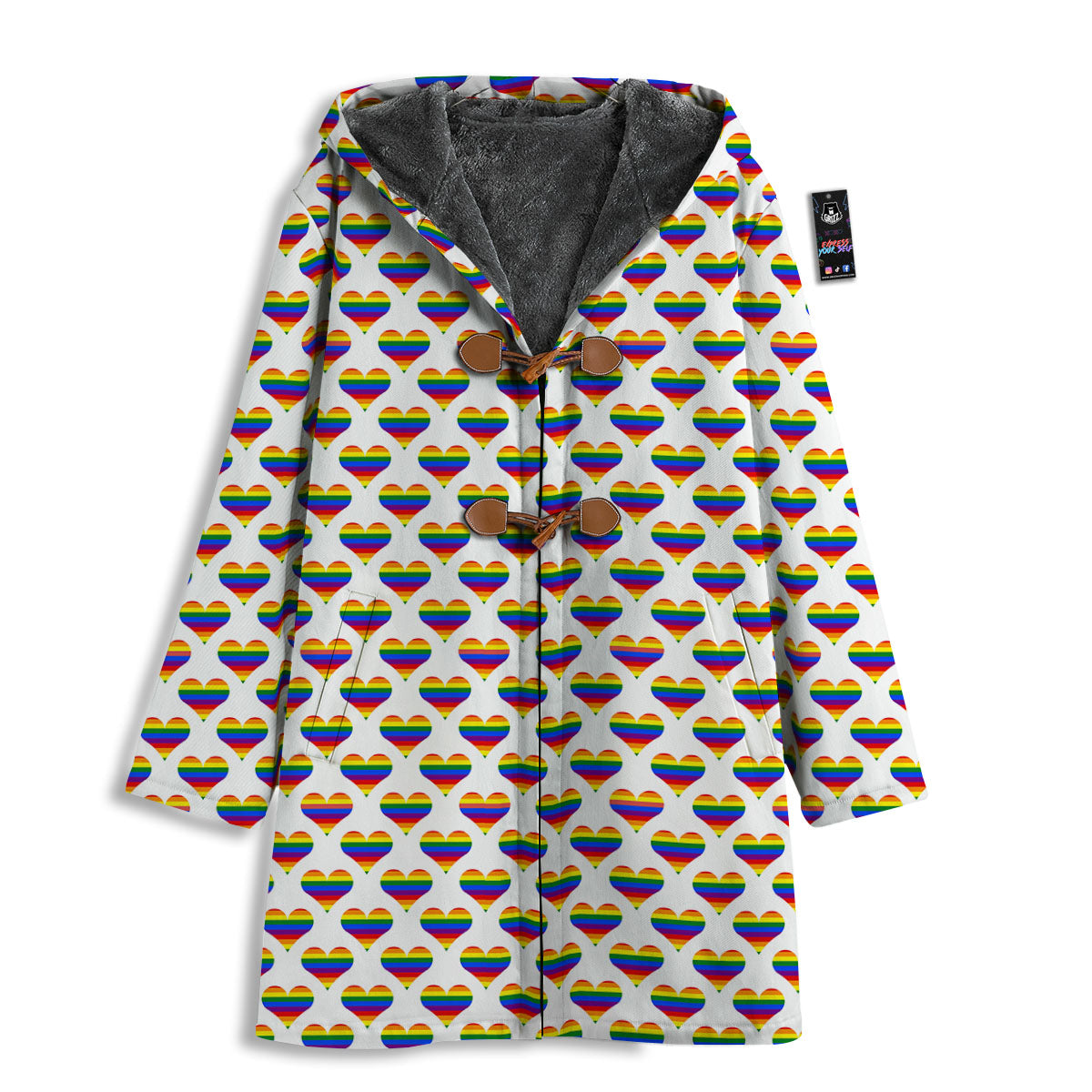 Striped White Heart On LGBT Pride Print Pattern Men's Windbreaker Jacket-grizzshop
