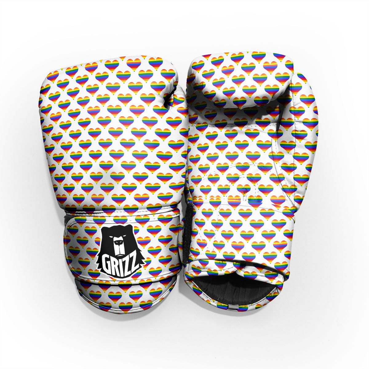 Striped White Heart On LGBT Pride Print Pattern Pro Boxing Glove