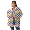 Striped White Heart On LGBT Pride Print Pattern Women's Sherpa Jacket-grizzshop