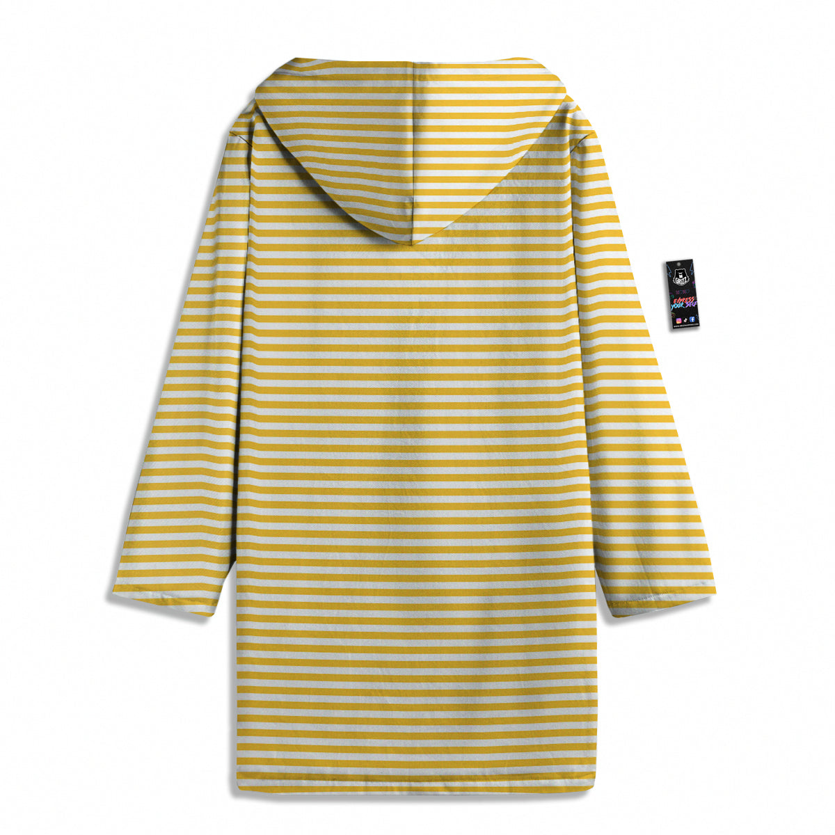 Striped Yellow And White Print Pattern Men's Windbreaker Jacket-grizzshop