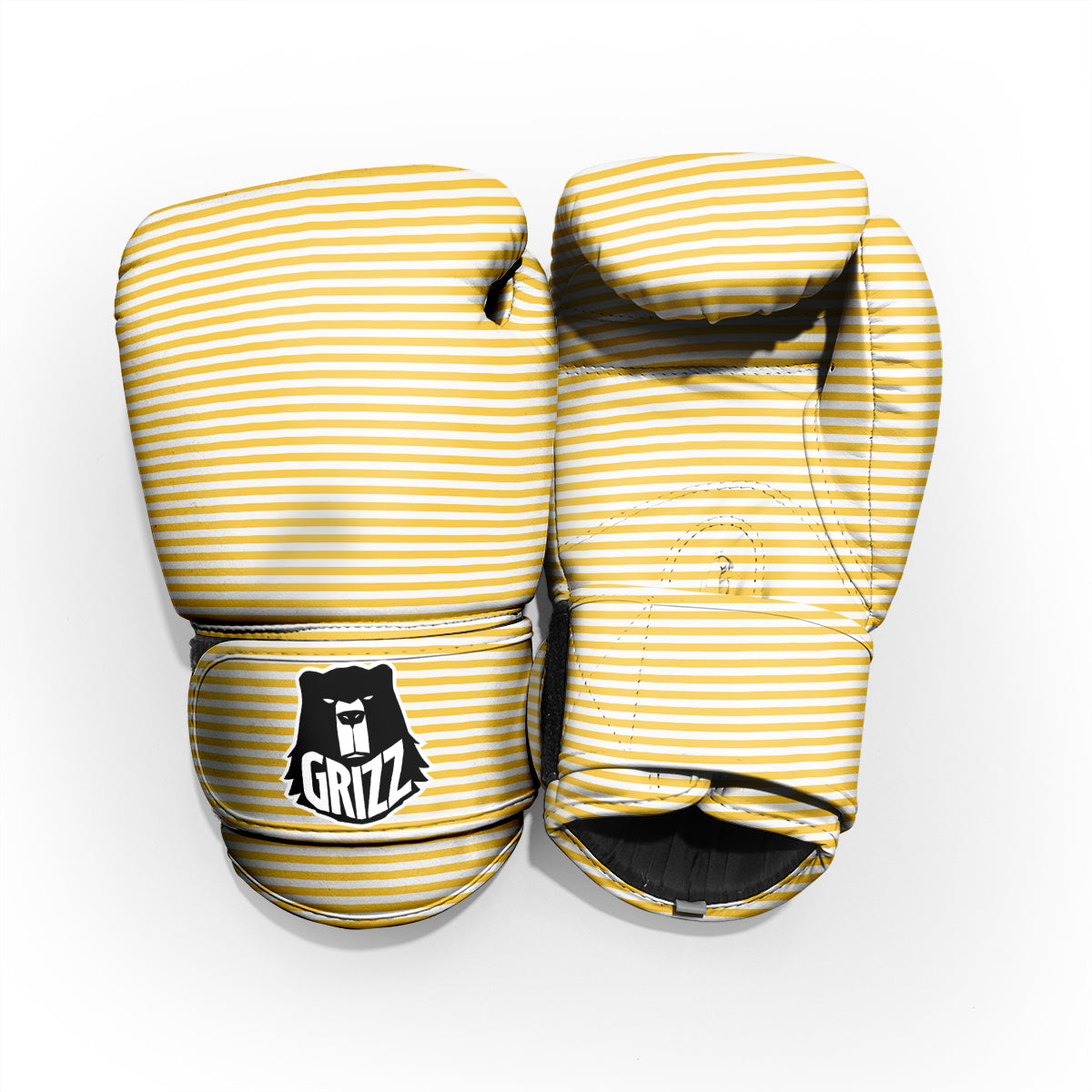 Striped Yellow And White Print Pattern Pro Boxing Glove