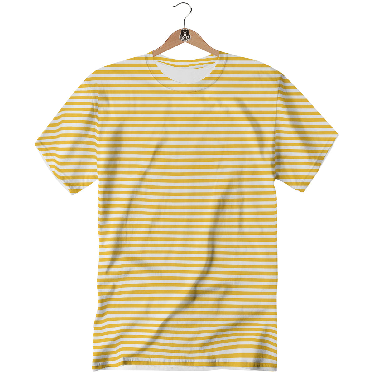 Striped Yellow And White Print Pattern T-Shirt-grizzshop