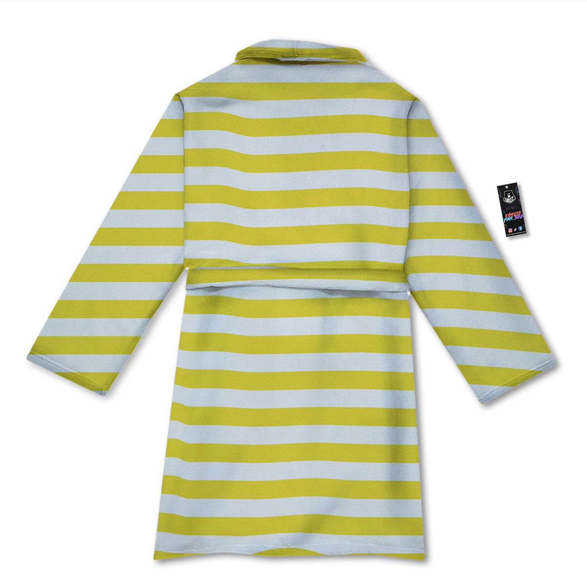 Striped Yellow Print Pattern Bathrobe-grizzshop