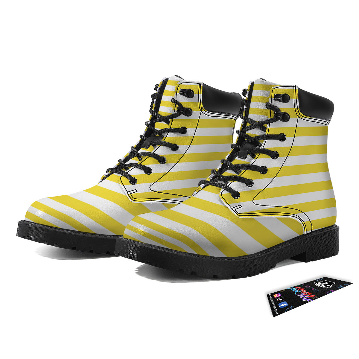Striped Yellow Print Pattern Boots-grizzshop