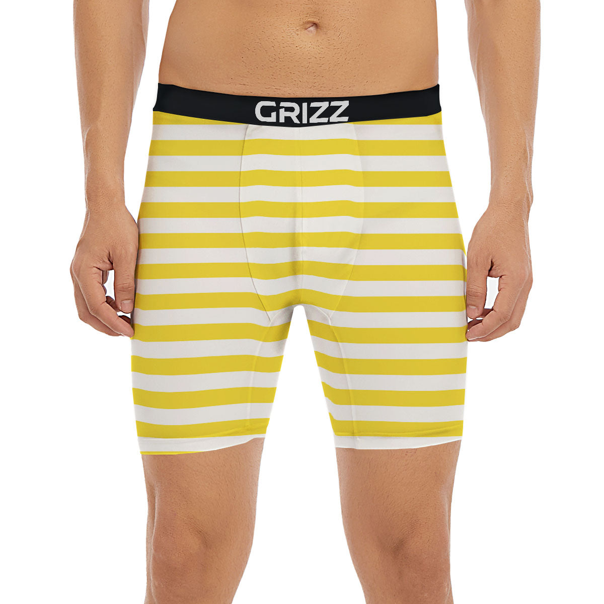 Striped Yellow Print Pattern Boxer Briefs-grizzshop