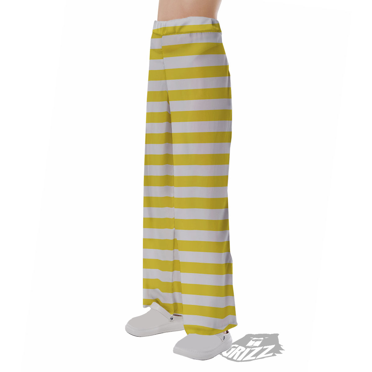 Striped Yellow Print Pattern Pajama Pants-grizzshop