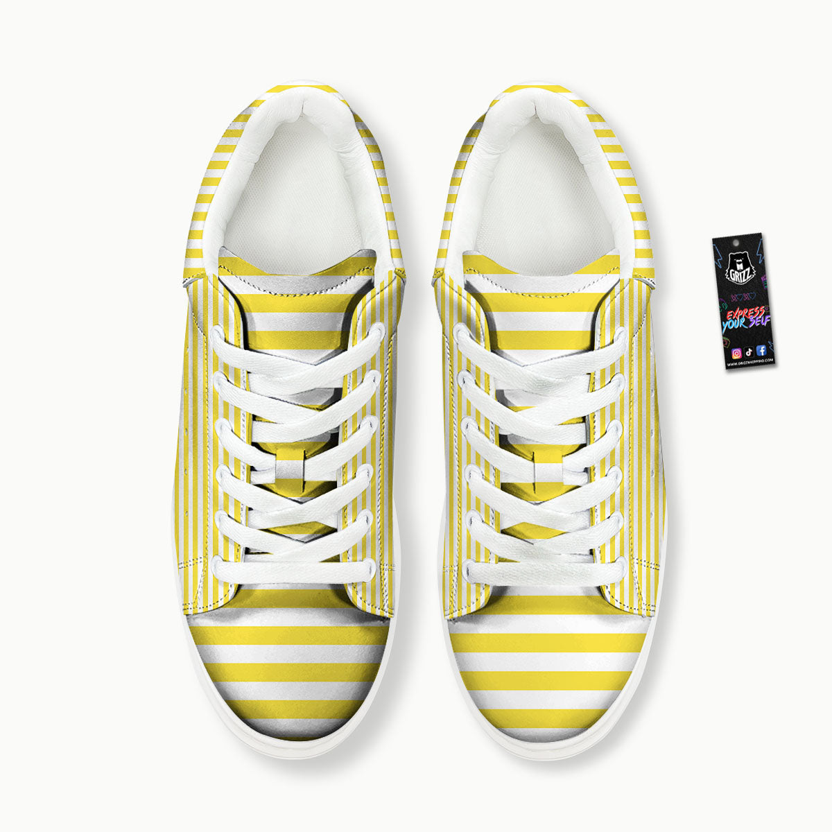 Striped Yellow Print Pattern Platform Shoes-grizzshop