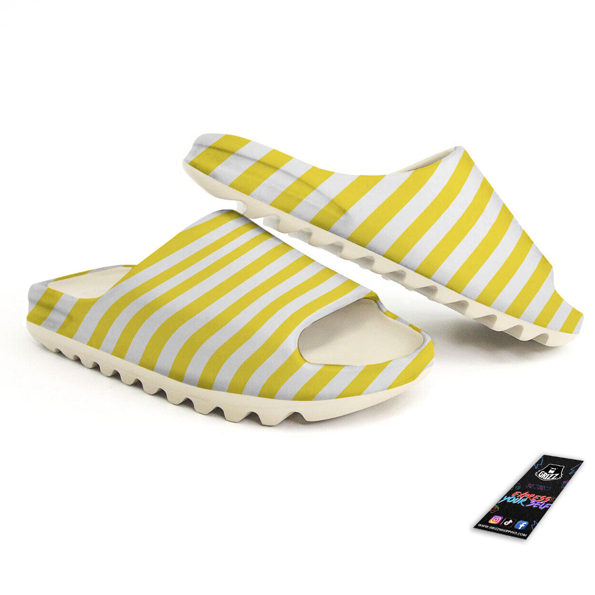 Striped Yellow Print Pattern Sandals-grizzshop