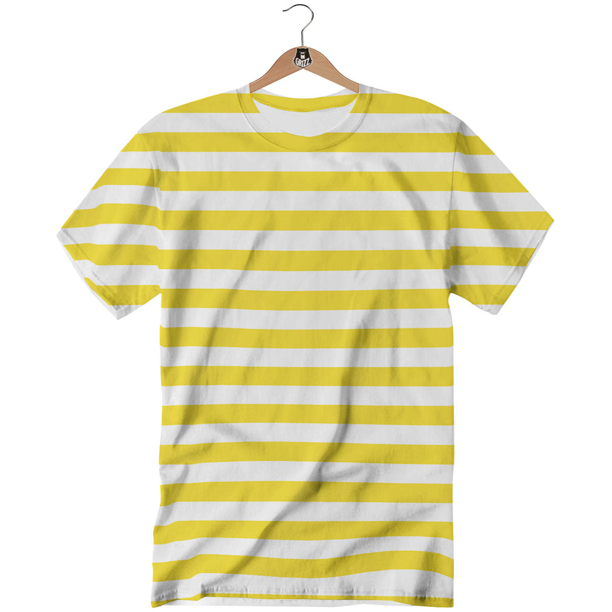 Striped Yellow Print Pattern T-Shirt-grizzshop