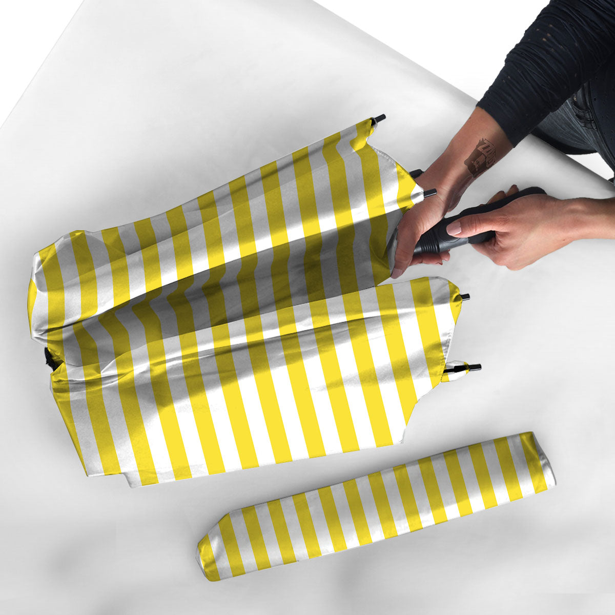 Striped Yellow Print Pattern Umbrella-grizzshop