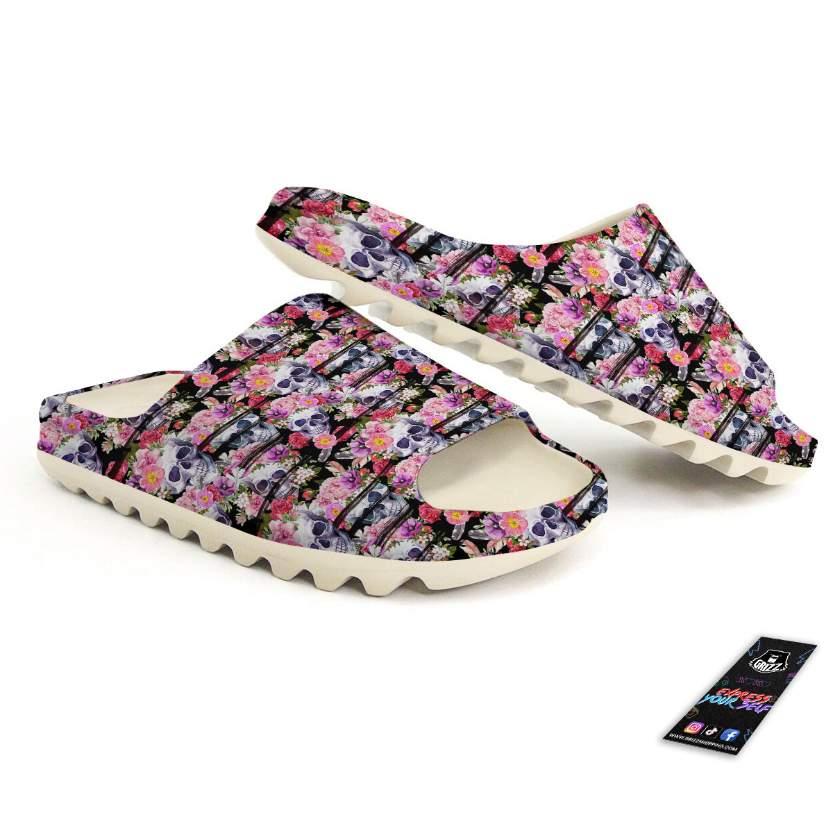 Striped Aloha Skull Print Pattern Sandals-grizzshop