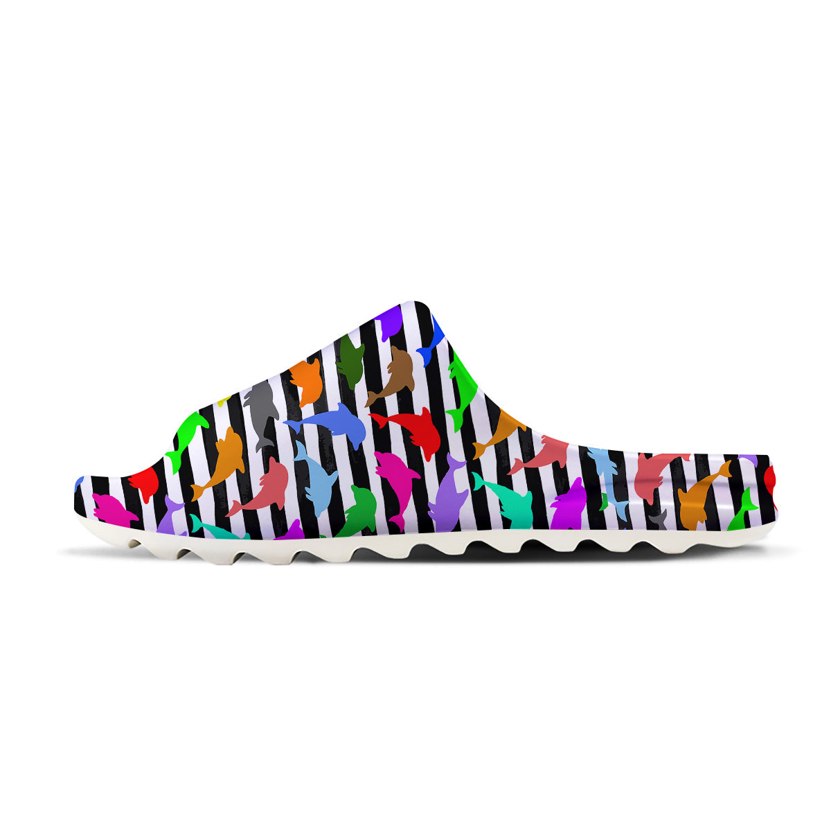 Striped And Colorful Dolphin Print Pattern Sandals-grizzshop