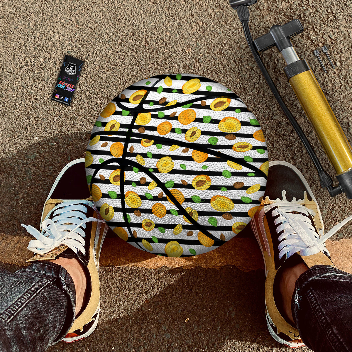 Striped Apricot Print Pattern Basketball