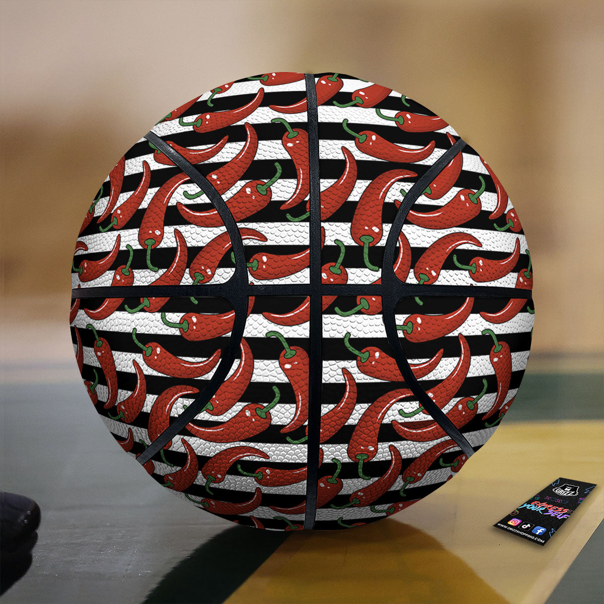 Striped Chili White And Black Print Basketball